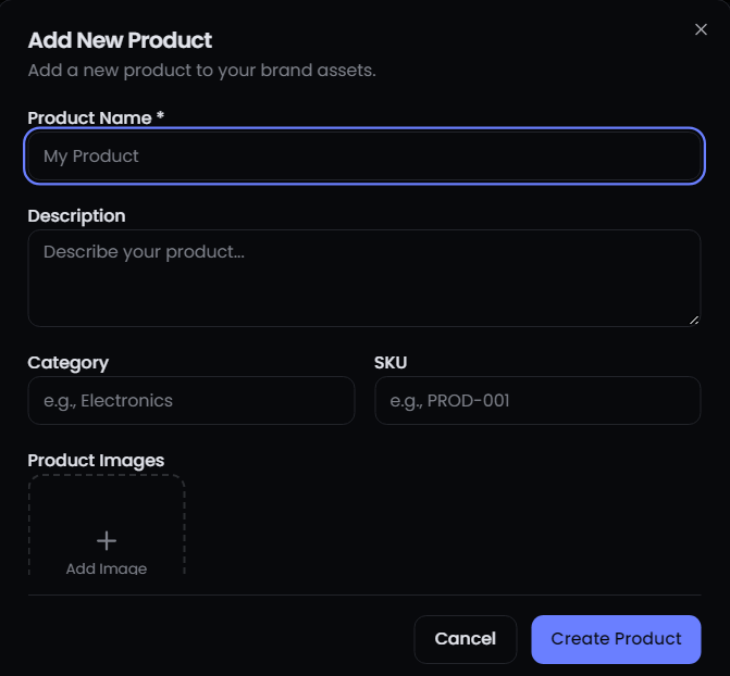 Step 2: Add products to AI brand asset library