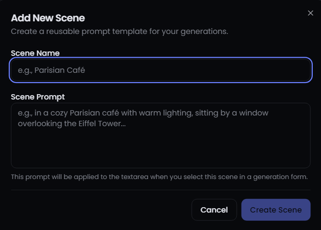 Step 3: Create reusable scenes for AI brand content