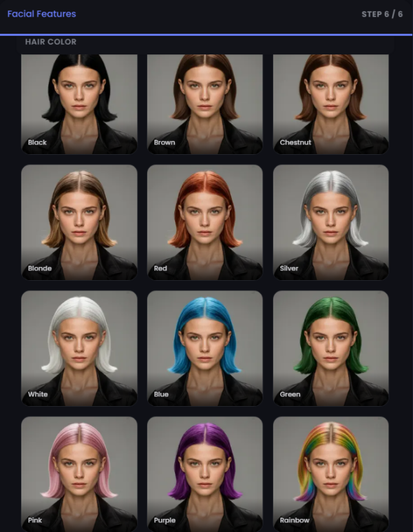 Step 6: Customize hair color in AI persona generator